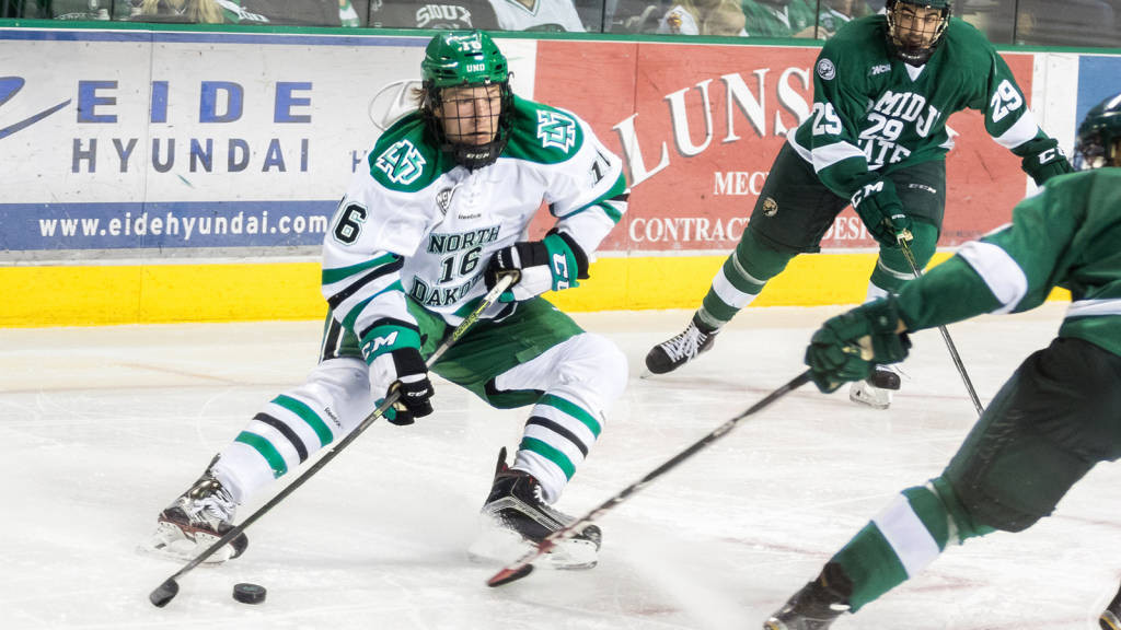 North Dakota sophomore forward Brock Boeser, of Burnsville, MN, notched a hat-trick in his team's 3-2 win Friday night, and scored two goals in his team's 5-4 win Saturday night, both against Bemidji State.  Boeser is first on his team in goals scored, with six, and is first on his team in assists, with six.  North Dakota is ranked #1, and will host #2 Minnesota-Duluth for two games this weekend.  Read all about Boeser and his team's sweep of Bemidji State in today's post.
