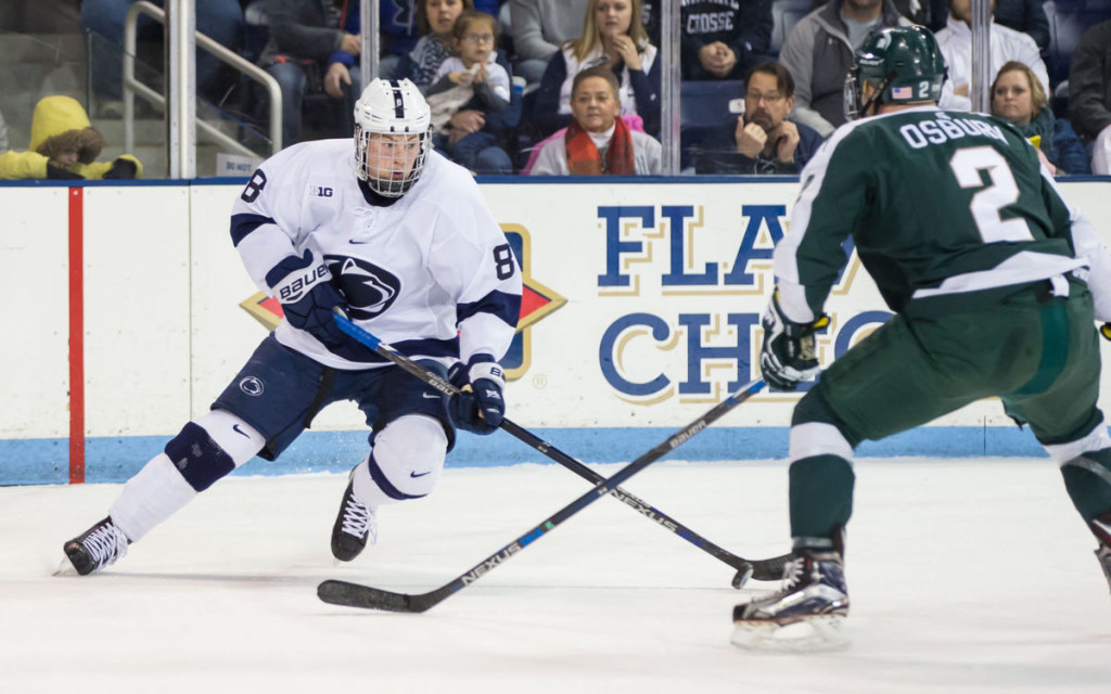 Penn State sophomore forward Chase Berger, of St. Louis, MO, scored a goal and notched an assist in his team's 5-2 win Friday night, and scored two goals in his team's 5-3 win Saturday night, both against Michigan State.  Berger is third on his team in goals scored, with ten, and is eighth in assists, with eight.  Penn State is