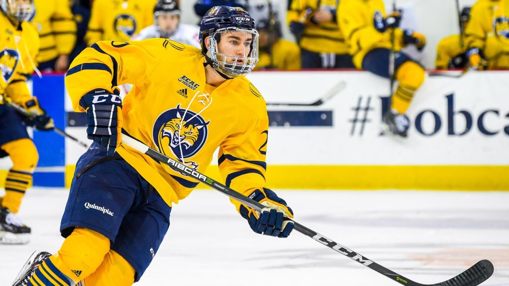 Quinnipiac senior forward Craig Martin, of Trail, B.C.,     Quinnipiac senior forward Craig Martin, of Trail, B.C., scored two goals in his team's 4-0 win over Massachusetts last Friday night, en route to splitting the weekend home-and-home series.  Martin is tied for third on his team in goals scored, with seven, and is tied for eighth in assists, with eight.  Quinnipiac, 14-3-0, and ranked #5, plays next Dec. 29th against Colgate