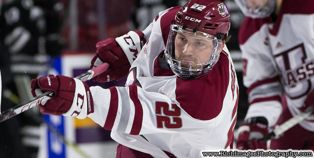 Massachusetts senior forward Brett Boeing, of