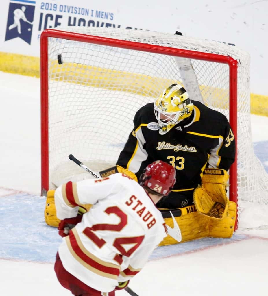 Denver senior forward Colin Staub, of Colorado Springs, CO.,