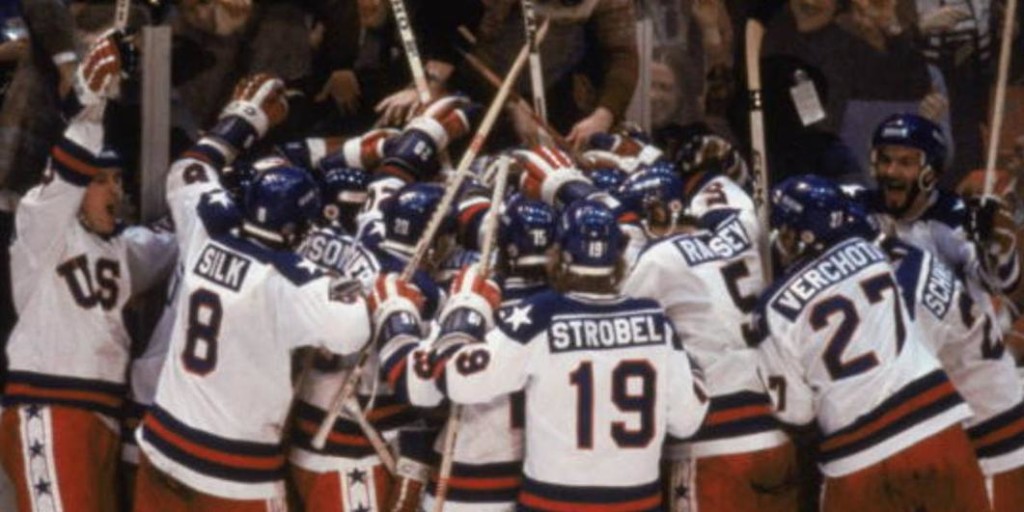 1980 Olympic Hockey Team Celebrates Win Over Russia